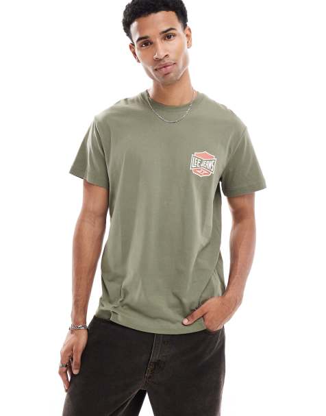 Lee – Archive – Zielony T-shirt o luźnym kroju z logo na piersi - view 1