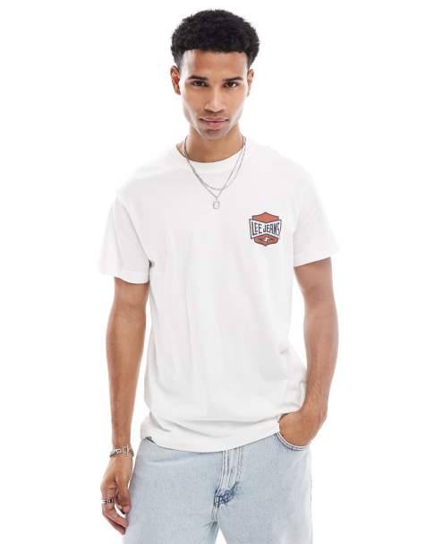 Lee - Archives - T-shirt décontracté avec logo sur la poitrine - Blanc cassé - view 1