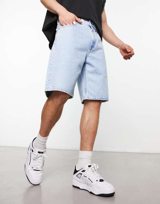 Lee Asher loose fit denim shorts in light wash