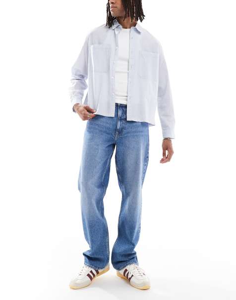Lee - Asher - Mellemvasket blå løstsiddende jeans i lige pasform - view 1