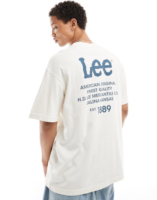 Lee vehicle logo print loose fit t-shirt in ecru