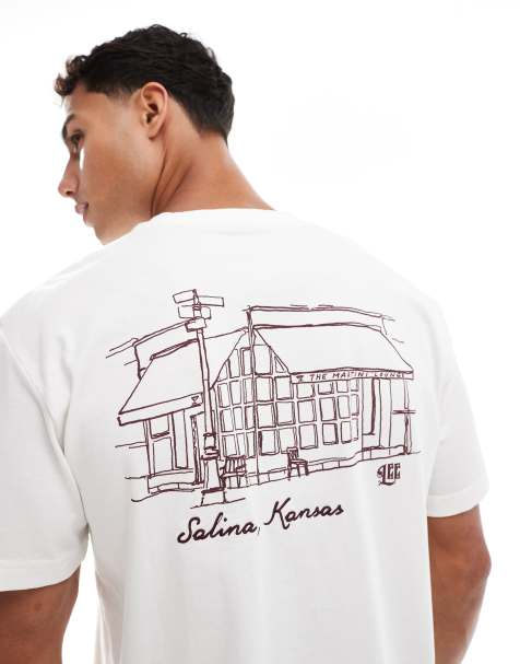 Lee back print relaxed fit T-shirt in ecru - view 1