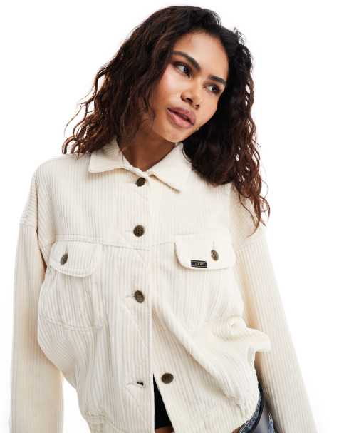 Lee batwing cord Rider jacket in cream - view 1