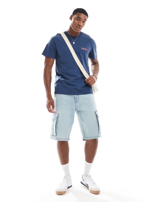 Lee beach back print relaxed fit t-shirt in mid blue, 2 of 4