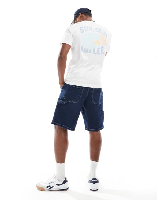 Lee beach back print relaxed fit t-shirt in white, 3 of 4