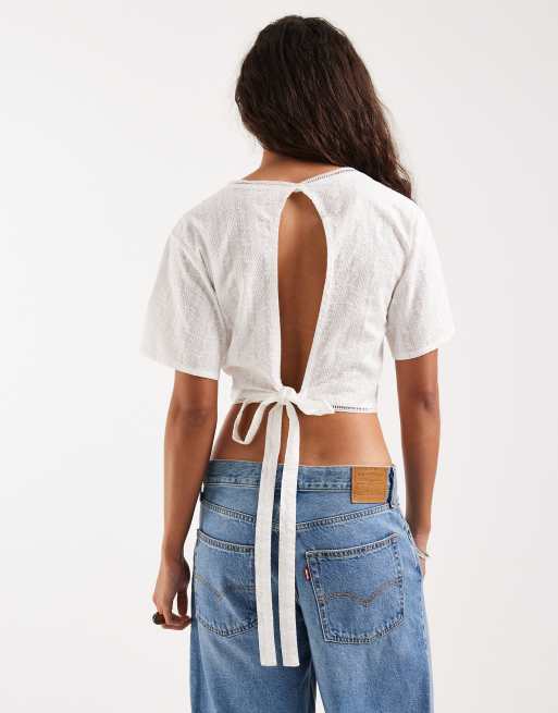 Lee - Blouse nouée au dos - Blanc éclatant, 4 de 6