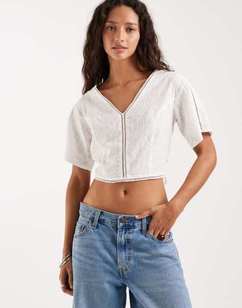 Lee – Bluse in leuchtendem Weiß mit Schnürung hinten - view 1