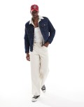 Lee borg sherpa lined denim jacket in light wash-Blue