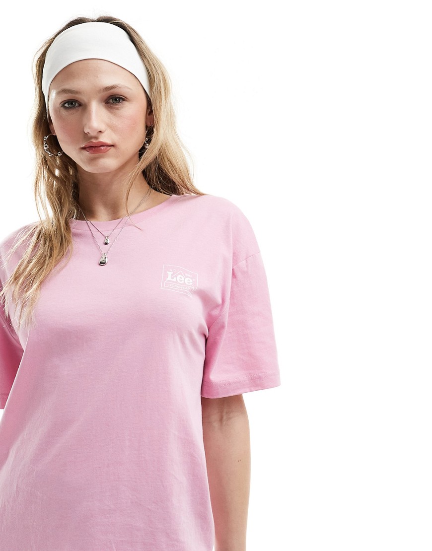 Lee box logo relaxed fit t-shirt in pink