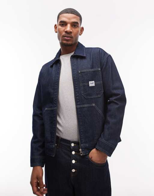 Lee boxy zip up denim jacket in indigo blue | ASOS
