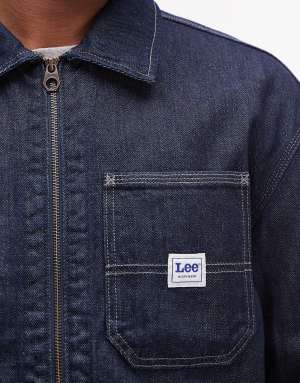 Lee boxy zip up denim jacket in indigo blue