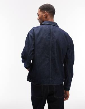 Lee boxy zip up denim jacket in indigo blue