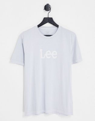 Lee burn out box logo t-shirt in washed light blue