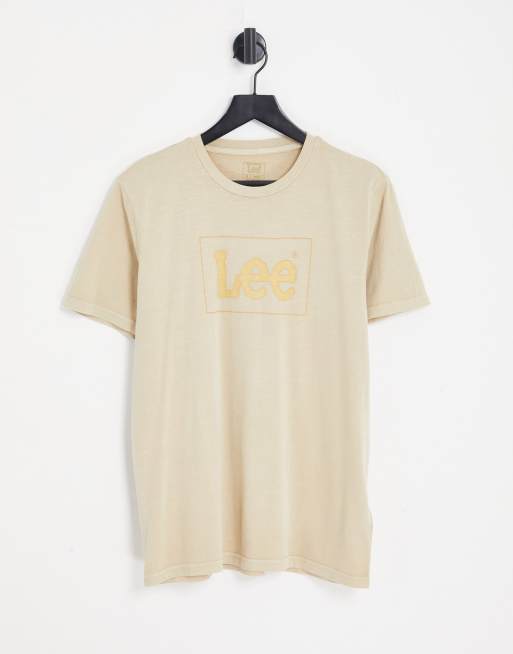 Lee burnout box logo t-shirt in washed beige