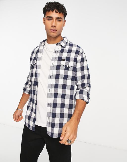 Lee - Camicia a maniche lunghe blu navy a quadri