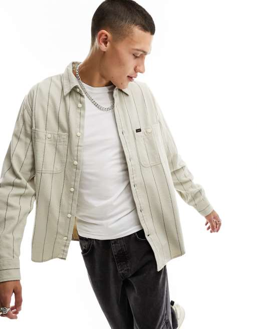 Lee - Camicia comoda color pietra a righe larghe