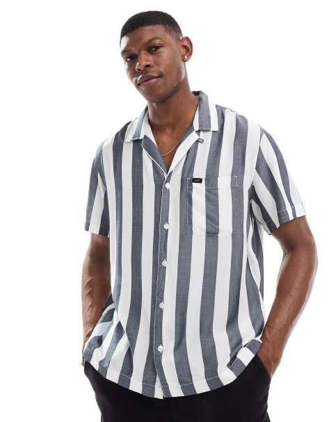 Lee - Camicia comoda stile resort crema/blu navy a righe - view 1