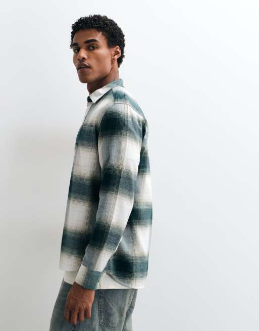Lee - camisa de trabajo a cuadros con botones en verde y blanco, 3 de 5