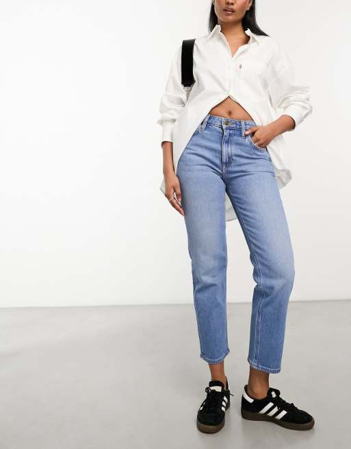 Lee - Carol - Jeans met rechte pasvorm en hoge taille in lichtblauw met wassing
