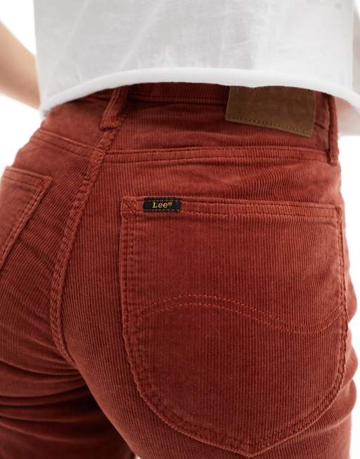 Lee - Carol - Pantaloni dritti in tessuto a coste color ruggine, 2 di 5