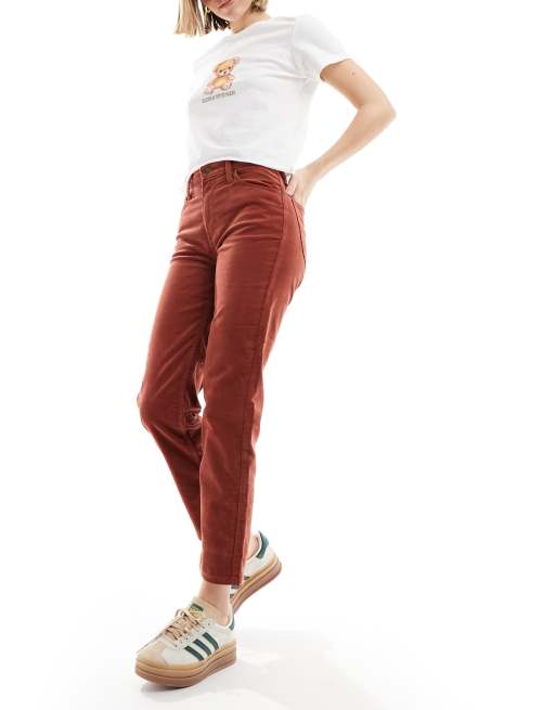 Lee - Carol - Pantaloni dritti in tessuto a coste color ruggine, 5 di 5