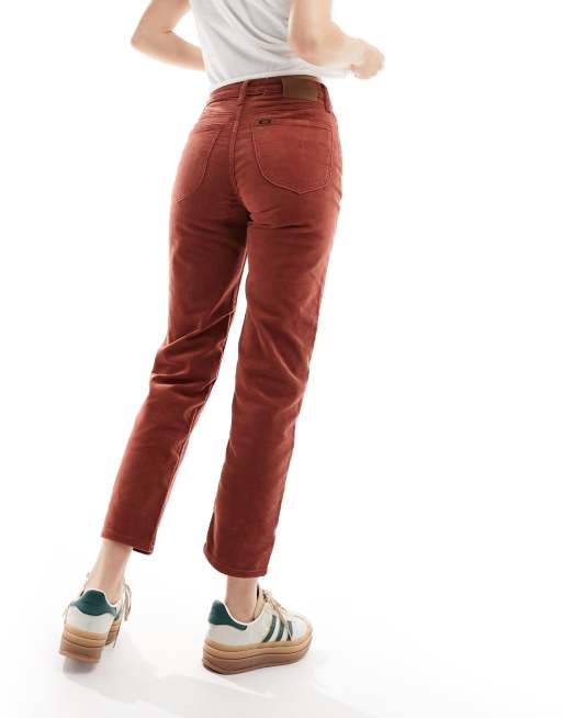 Lee carol straight leg cord pants in rust