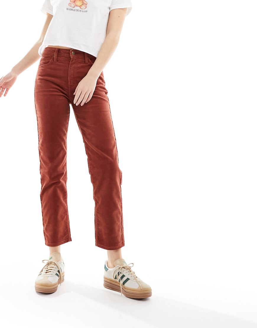 Lee carol straight leg cord trousers in rust-Red