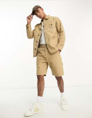 carpenter relaxed fit canvas shorts in beige - part of a set-Neutral