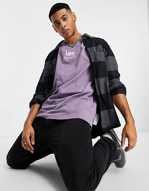  Lee central & back logo loose fit t-shirt in washed purple 