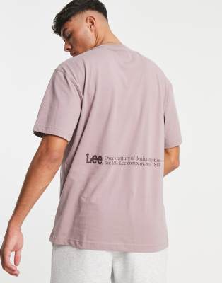 central logo loose fit t-shirt in lilac wash-Purple