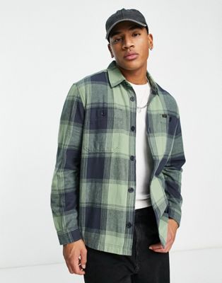 Lee check overshirt in green multi