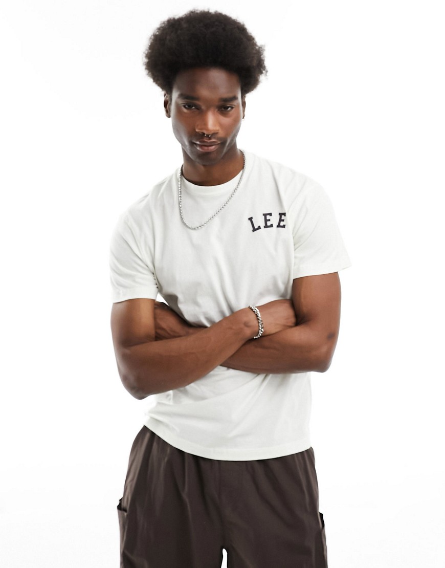 Lee chest arc logo relaxed fit t-shirt in ecru-White