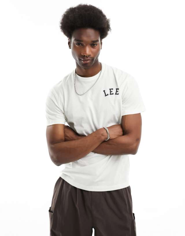 Lee - chest arc logo relaxed fit t-shirt in ecru