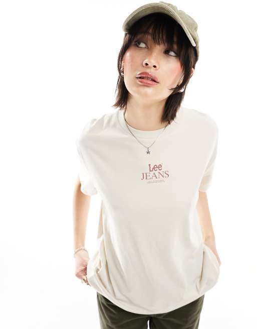 Lee chest logo t-shirt in ecru