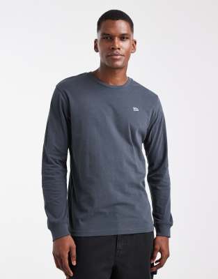 Lee Lee chest patch logo long sleeve t-shirt in washed black