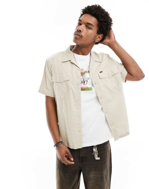 Lee - Chetopa - Chemise à manches courtes avec col à revers en sergé de coton - Taupe