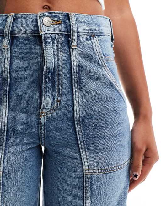 Lee – Ciemnoniebieskie sprane jeansy o bardzo luźnym kroju w stylu utility, 5 z 5