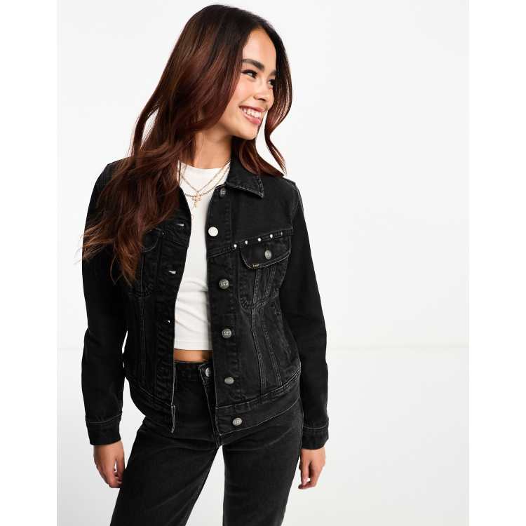 Lee co-ord denim jacket in black with stud detailing | ASOS