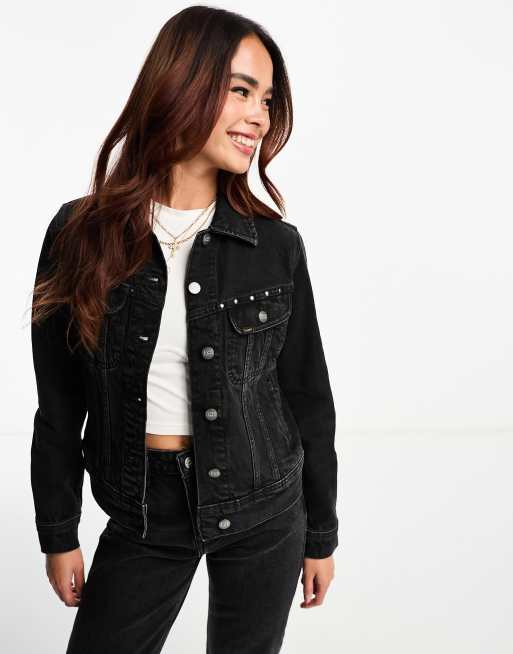 Lee co-ord denim jacket in black with stud detailing | ASOS