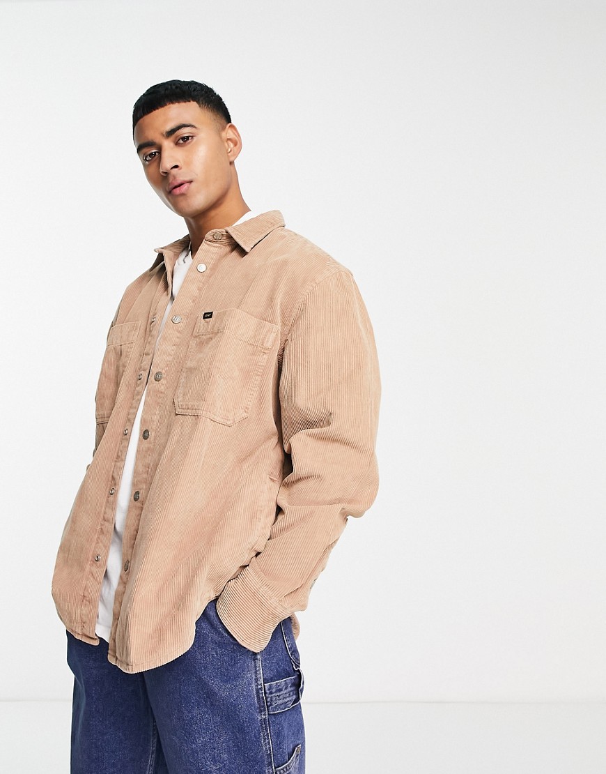 Lee cord overshirt in washed beige-Neutral
