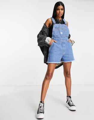 Lee denim dungaree short in blue