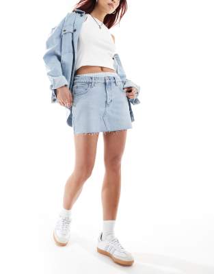 Lee Lee denim mini skirt in light blue