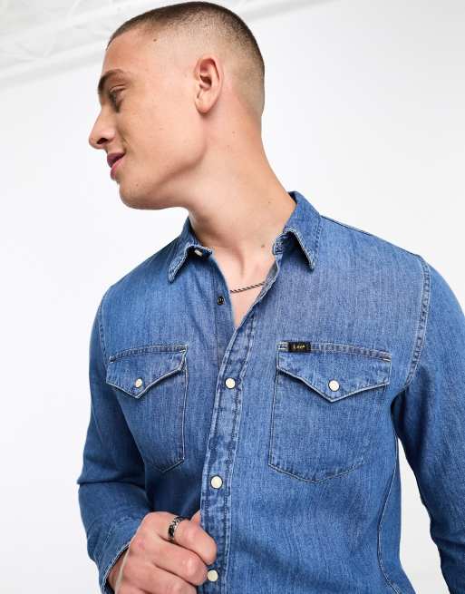 Lee Denim overhemd met lange mouwen in lichtblauw ASOS