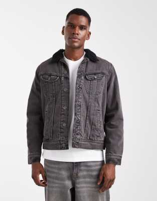 Lee Denim Sherpa Jacket In Grey