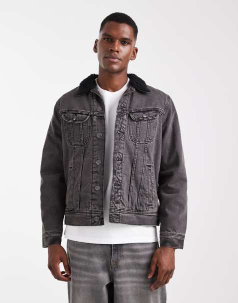 Lee denim sherpa jacket in washed grey - view 1