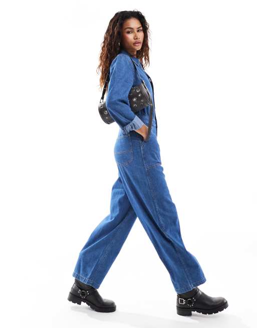 Lee - Denim workwear overall met normale pasvorm in blauw