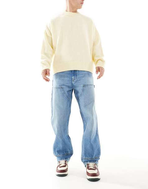Lee double knee carpenter loose straight fit jeans in mid blue wash - view 1