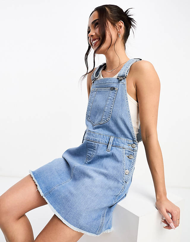 Lee Jeans - Lee dungaree mini dress in indigo denim