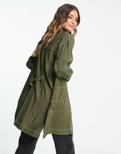 Noak Cotton Duster Coat In Khaki, $30, Asos