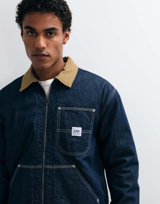 Lee gefütterte Denim-Arbeitsjacke mit Kontrastkragen, 3 von 5